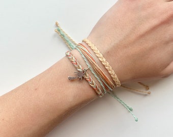 Under the Palms Bracelet Set |  Trendy Jewelry | Adjustable, Waterproof Wax Cord Bracelets