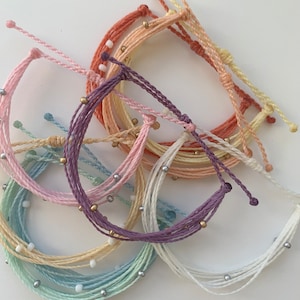 Solid Color String with Beads Wax Cord Bracelets | Adjustable and Trendy | Customizable