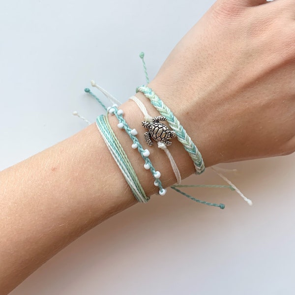 Save the Sea Turtles Bracelet Set | 20% Profits Donated |  Trendy Jewelry | Adjustable, Waterproof Wax Cord Bracelets