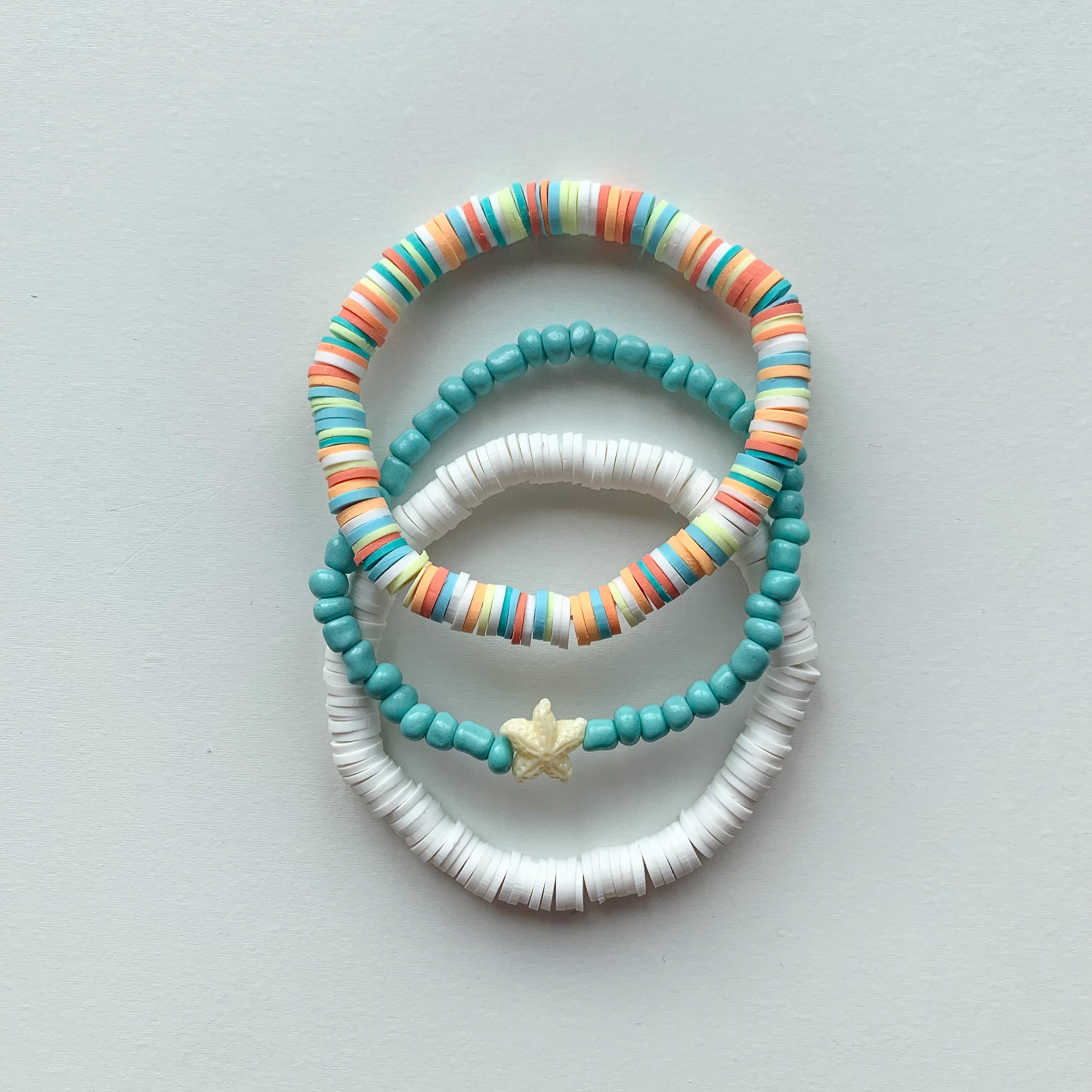 Coastal Colors Bracelet Stack Clay Heishi Beads Trendy - Etsy