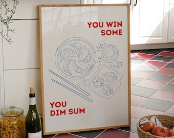 dim sum wall art trendy kitchen decor, funny kitchen art vintage poster apartment decor, neutral wall art kitchen accessories funny gifts