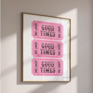 good times ticket retro wall art, digital download bar cart art college dorm decor, trendy wall art print out poster aesthetic room decor