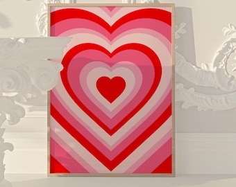 preppy wall art y2k room decor, y2k aesthetic poster printable valentines decor, valentines day art preppy room decor aesthetic wall decor