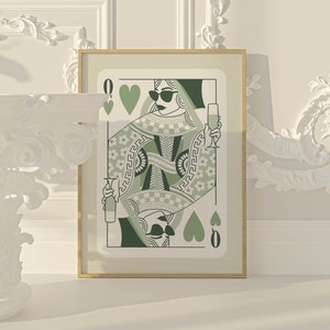 Herzkönigin salbei grün Wand Kunst cool Raum Dekor ästhetisch, trendige Wand Kunst grün Schlafzimmer Dekor, Büro Wand Kunst trendy niedlich Wohndekor