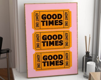 good times ticket poster wall art trendy bar cart decor, trendy wall art new apartment living room posters and prints aesthetic room decor