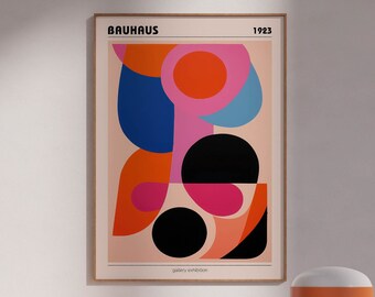 bauhaus digital download wall decor eclectic wall art bauhaus print retro decor, bauhaus wall art for living room maximalist decor 70s print