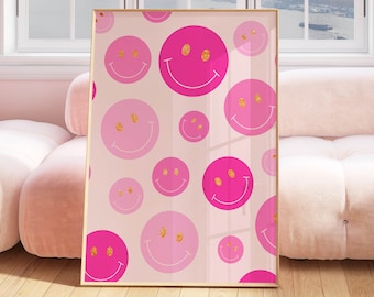 rosa wandkunst trendige Wohnung dekor, rosa zimmer dekor adventskalender, retro wand kunst druckbares zimmer deko ästhetik