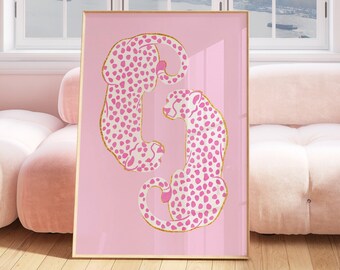 trendiges Wandbild Gepardendruck Tierdekor, rosa Wandkunst Leopardenmuster für Teenager, adrette Wandkunst trendiges Wohnungsdekor