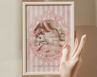 girly wall art vintage poster coquette room decor aesthetic wall art pink poster, motivational poster watercolor painting bedroom wall decor
