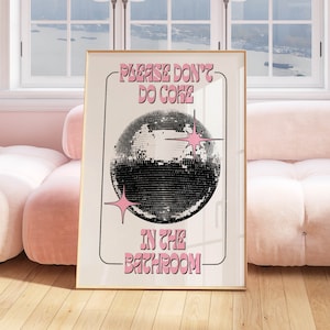 nie rób coli funky wall art preppy room decor, estetyczny plakat disco ball decor bar cart prints, plakaty w stylu lat 70. estetyczny room decor