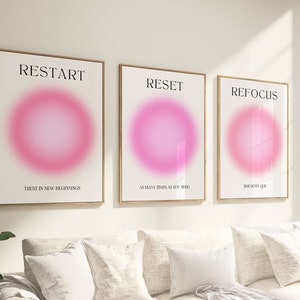 aura wall art set of 3 piece wall art college apartment living room decor, clean girl aesthetic room decor preppy wall prints aura posters