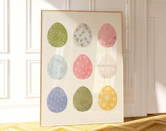 easter eggs spring wall art digital download, farmhouse easter decor spring printables, easter prints spring decor, easter art spring prints