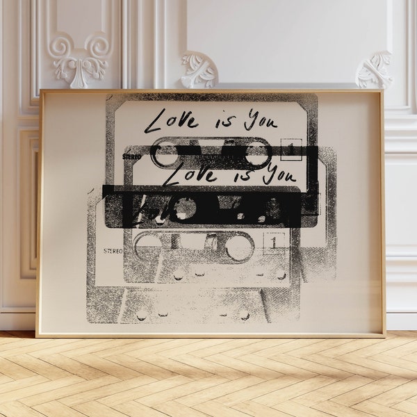 music posters and prints aesthetic room decor, horizontal wall art black and white prints, 70s groovy retro wall art prints unique gifts