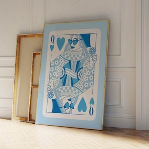 Herzkönigin blau Wand Kunst trendy Wohnung Dekor funky Plakate, Mädchen Raum Dekor aetshteic adrette Wandkunst blaue Plakate coole Raumdekor