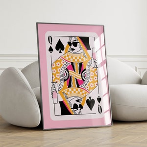 schoppenvrouw uniek appartement decor funky muurkunst print trendy, roze sassy posters muur kunst trendy bar cart kunst print college kamer decor