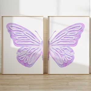 lavender butterfly wall art preppy y2k room decor, trendy wall art college apartment decor aesthetic, trendy aesthetic poster y2k wall art
