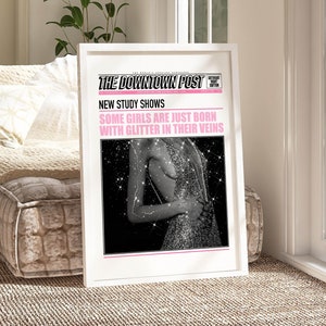 Zeitungsplakat Retro Wanddruck girly funky Dekor, adretiert ästhetisches Plakat Wohnheim Dekor, y2k Plakate ästhetisches Raumdekor adrette Wandkunst
