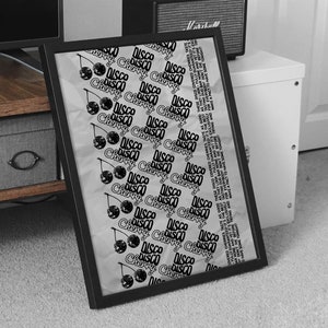black and white art retro poster disco ball decor, y2k aesthetic wall art funky home decor retro, fun wall art music poster retro home decor