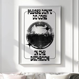 don&#39;t do coke funky wall art quirky home decor, aesthetic poster disco ball decor bar cart prints, 70s style posters aesthetic room decor