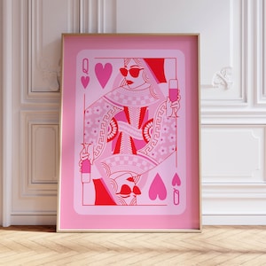 queen of hearts apartment decor funky home decor, pink wall art trendy dorm room decor, trendy wall art pink room decor aesthetic poster