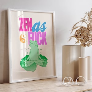 colorful frog wall art dorm decor retro wall art print quirky decor, maximalist wall art dopamine decor, funky wall art cute apartment decor