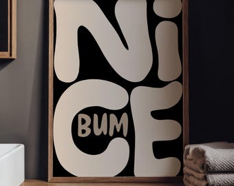 nice bum print funny bathroom art above toilet decor, fun print bathroom shelf decor minimalist wall art, unique wall art for bedroom decor
