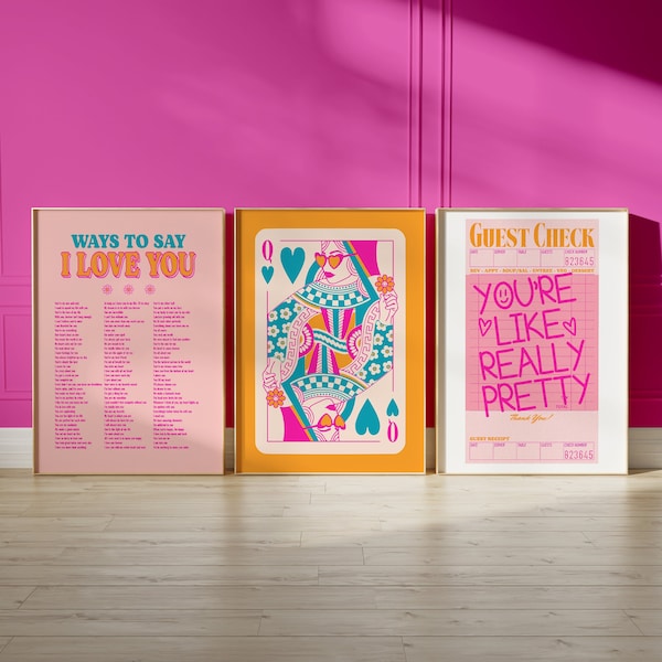 Art mural preppy, décoration de chambre d'adolescente, accessoires de bureau, mots d'affirmation, affiche de contrôle d'invité, au-dessus du lit, impression tendance, lot de 3