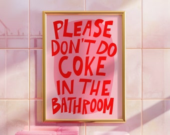 tipografía de arte de pared de moda impresión divertida decoración del baño, decoración de la habitación rosa impresiones estéticas del baño, decoración maximalista del arte de la pared del baño