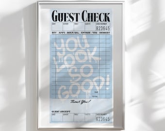 blue wall art trendy guest check wall art dorm room decor aesthetic wall art, girly wall art y2k aesthetic poster college apartment decor