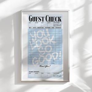 blue wall art trendy guest check wall art dorm room decor aesthetic wall art, girly wall art y2k aesthetic poster college apartment decor