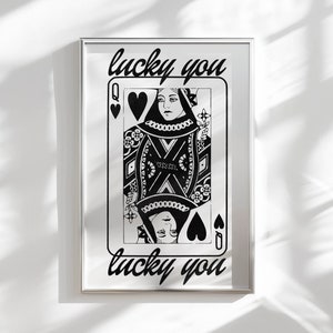herzkönigin schwarz weiß bild glückskind syndrom schwarz weiß druck unisex dekor y2k plakat funky syndrom unisex muster