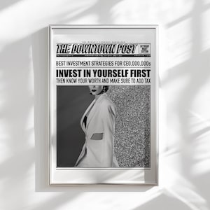 newspaper poster retro wall art aesthetic poster, inspirational quote preppy wall art dorm decor, feminist wall art cute apartment decor