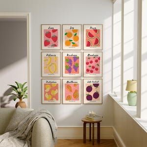 Fruit of the Spirit Wall Art Set of 9 Kitchen Prints, Bible Verse ...