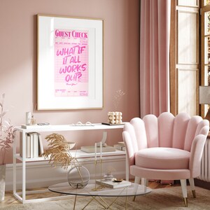 gästchecktryck bekräftelse väggkonst preppy y2k rumsdekor estetisk poster, rosa rumsdekor för tonåringar trendig funky väggkonst studentrumsdekor bild 3