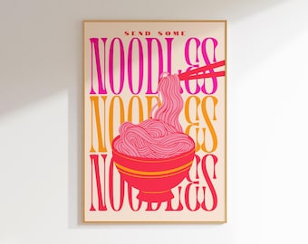 colorful wall art kitchen quote retro print food decor, food art print fun kitchen posters dopamine decor, kitchen wall art maximalist decor