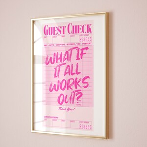 gästchecktryck bekräftelse väggkonst preppy y2k rumsdekor estetisk poster, rosa rumsdekor för tonåringar trendig funky väggkonst studentrumsdekor bild 6