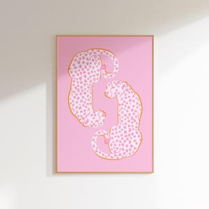 cheetah animal print pink orange preppy wall art preppy dorm room decor aesthetic wall art prints trendy maximalist wall art dopamine decor