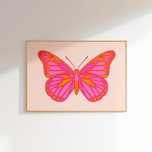 rosa Schmetterling Druck niedliche Mädchen Schlafzimmer Kunstwerk, minimalistisches Dekor, minimalistisches Kunstwerk, minimalistisches Dekor