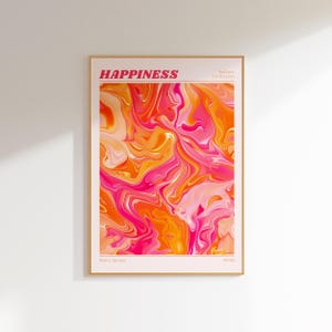 Happy Art Print Ausstellungsplakat funky, Retro Wand Kunst Druck funky Poster, funky Retro Kunstdruck Affirmation Poster maximal