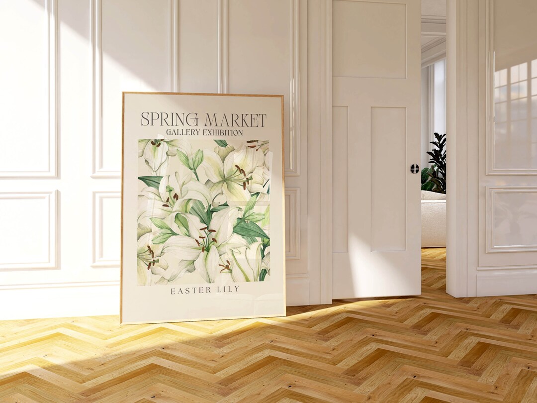 Easter Lily Flower Market Print Spring Decor, Botanical Wall Art Flower ...