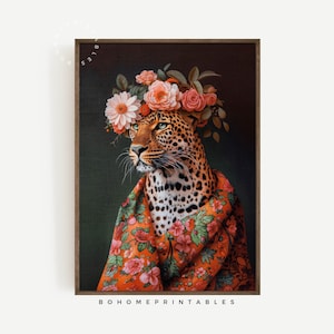 leopard animal print maximalist decor, college apartment decor aesthetic wall art fashion print, leopard wall art trendy print funky decor