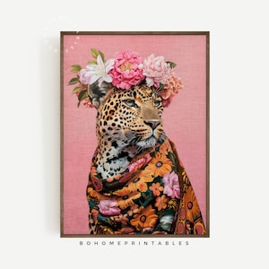 leopard wall art trendy print funky decor, leopard animal print maximalist decor, college apartment decor aesthetic wall art fashion print