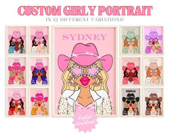 Custom Girly Portait 3 Preppy Room Decor Preppy Wall Art Teen - Etsy