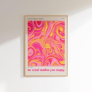 motivational art exhibition poster, girly wall art preppy room decor, retro wall art gifts for her, groovy funky wall art affirmation poster