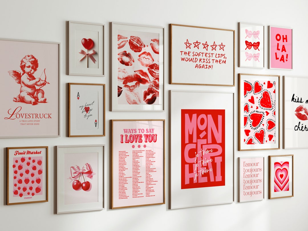 Set of 16 Printable Valentines Decor, Digital Valentines Day Party ...