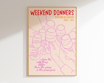 kitchen and dining room art fun kitchen poster apartment decor aesthetic wall art, colorful wall art kitchen decor funky retro art print