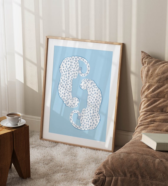 blue preppy aesthetic wall art teen room decor preppy poster, college apartment decor aesthetic room decor blue wall art print dorm decor