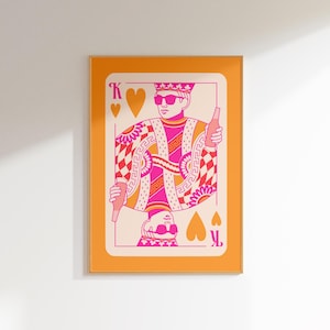 rosa und orange Wandkunst funky Wohndekor über dem Bett Dekor, trendige Kunstdruck Ästhetik Poster Dopamin Dekor, Retro Kunst maximalist Dekor