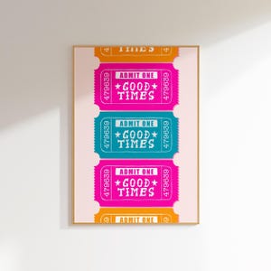 Gute Zeiten Ticket trendige Retro Wand Kunst College Wohnung Dekor ästhetische Poster, schrullig Wand Kunst Bar Warenkorb Druck maximalist Dopamin Dekor
