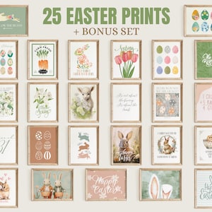 28 easter printables mega bundle wall art, farmhouse easter decorations spring wall art, easter digital download christian art spring decor